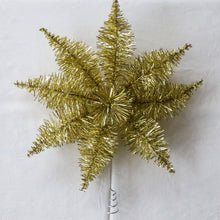 Load image into Gallery viewer, A lightweight gold-colored tree-top star decoration.